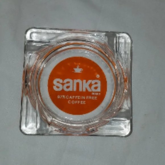 Vintage  Sanka Coffee Clear Glass Ashtray - Picture 4 of 5